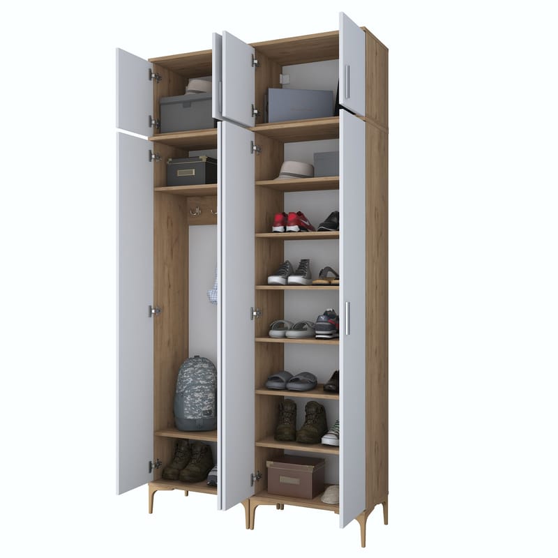 Eteiskaluste Wallxpert Fenn EA161 (120 x 240 x 37,5 cm) pähkinä/valkoinen - Pähkinä ja valkoinen - Talo & remontointi - Keittiö & kylpyhuone - Keittiö & kodinhoitohuone - Kodinhoitohuoneen sisustus - Pyykkikaappi