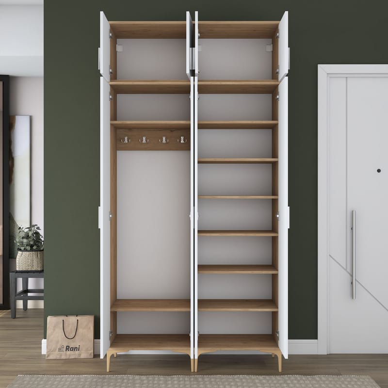 Eteiskaluste Wallxpert Fenn EA161 (120 x 240 x 37,5 cm) pähkinä/valkoinen - Pähkinä ja valkoinen - Talo & remontointi - Keittiö & kylpyhuone - Keittiö & kodinhoitohuone - Kodinhoitohuoneen sisustus - Pyykkikaappi