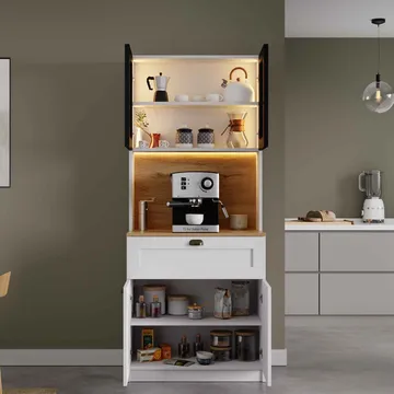 Kahvitaso Hanah Home Nero Solo 1600-225 (80 x 190 x 44 cm) valkoinen - Valkoinen - Säilytys - Kaappi - Vitriini