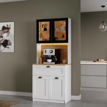 Kahvitaso Hanah Home Nero Solo 1600-225 (80 x 190 x 44 cm) valkoinen - Valkoinen - Säilytys - Kaappi - Vitriini