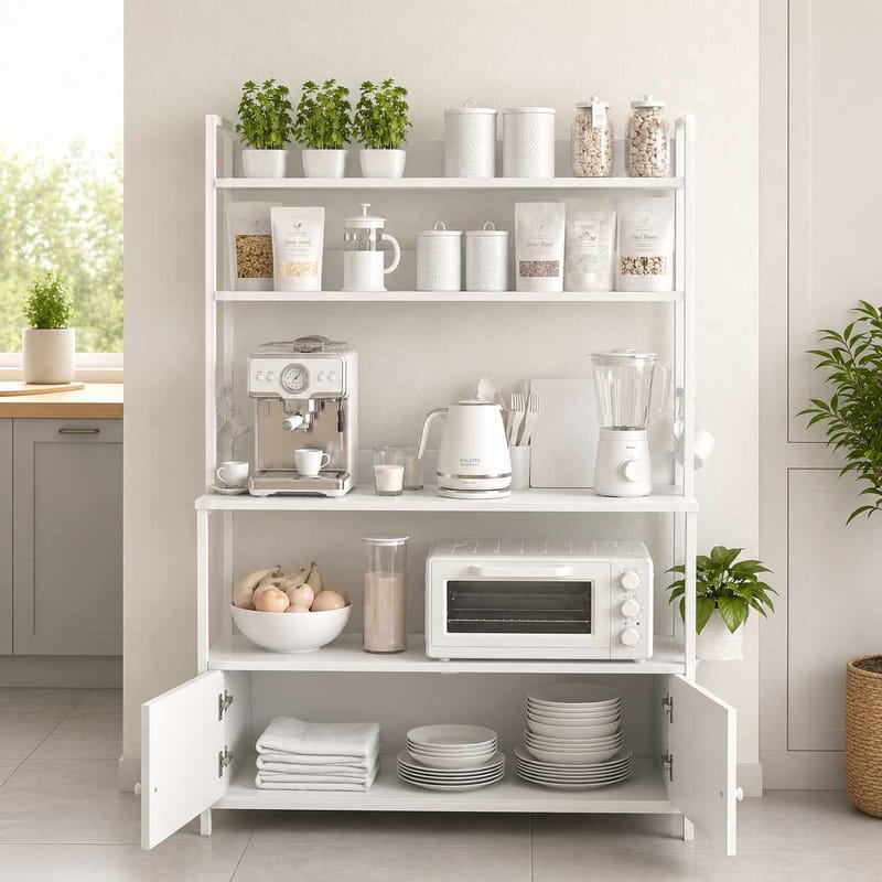Keittiökaappi Hanah Home Sento (101 x 160 x 38 cm) Valkoinen - Valkoinen - Talo & remontointi - Keittiö & kylpyhuone - Keittiö & kodinhoitohuone - Kodinhoitohuoneen sisustus - Pyykkikaappi