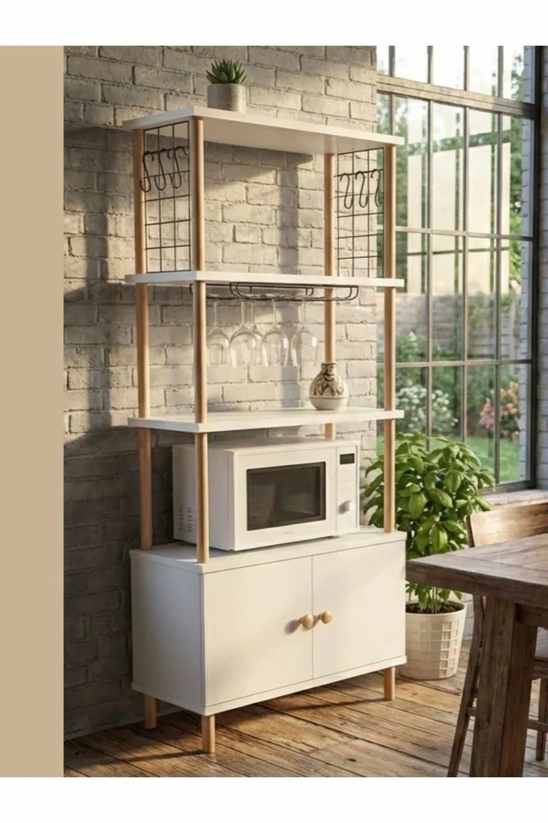 Keittiökaappi Hanah Home Pika Cabinet (60 x 140 x 30 cm) Valkoinen - Valkoinen - Talo & remontointi - Keittiö & kylpyhuone - Keittiö & kodinhoitohuone - Kodinhoitohuoneen sisustus - Pyykkikaappi