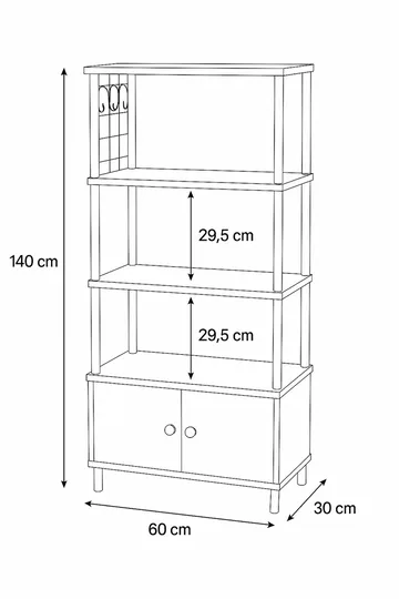 Keittiökaappi Hanah Home Pika Cabinet (60 x 140 x 30 cm) Mänty - Mänty - Talo & remontointi - Keittiö & kylpyhuone - Keittiö & kodinhoitohuone - Kodinhoitohuoneen sisustus - Pyykkikaappi