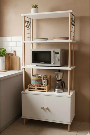 Keittiökaappi Hanah Home Pika Cabinet (60 x 140 x 30 cm) Valkoinen - Valkoinen - Talo & remontointi - Keittiö & kylpyhuone - Keittiö & kodinhoitohuone - Kodinhoitohuoneen sisustus - Pyykkikaappi