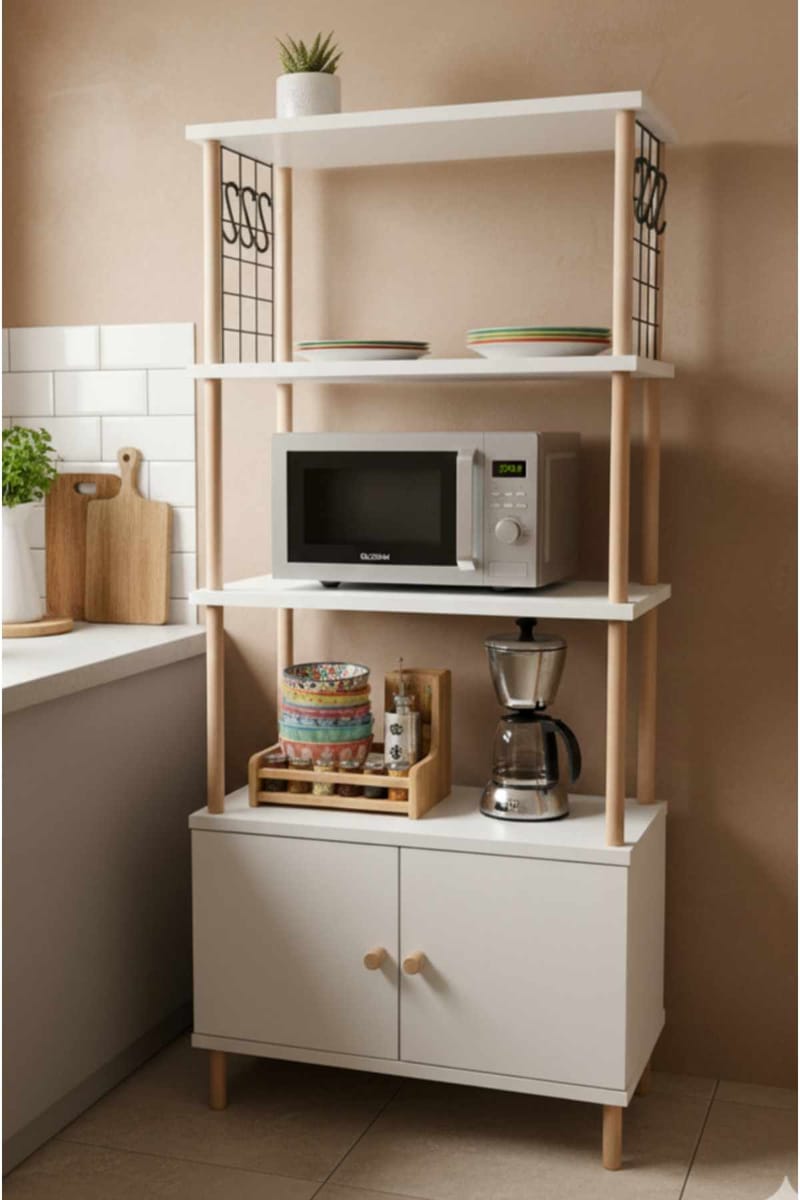 Keittiökaappi Hanah Home Pika Cabinet (60 x 140 x 30 cm) Valkoinen - Valkoinen - Talo & remontointi - Keittiö & kylpyhuone - Keittiö & kodinhoitohuone - Kodinhoitohuoneen sisustus - Pyykkikaappi