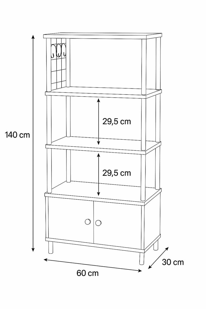 Keittiökaappi Hanah Home Pika Cabinet (60 x 140 x 30 cm) Sapphire Oak - Sapphire Oak - Talo & remontointi - Keittiö & kylpyhuone - Keittiö & kodinhoitohuone - Kodinhoitohuoneen sisustus - Pyykkikaappi