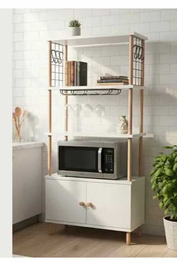 Keittiökaappi Hanah Home Pika Cabinet (60 x 140 x 30 cm) Valkoinen - Valkoinen - Talo & remontointi - Keittiö & kylpyhuone - Keittiö & kodinhoitohuone - Kodinhoitohuoneen sisustus - Pyykkikaappi