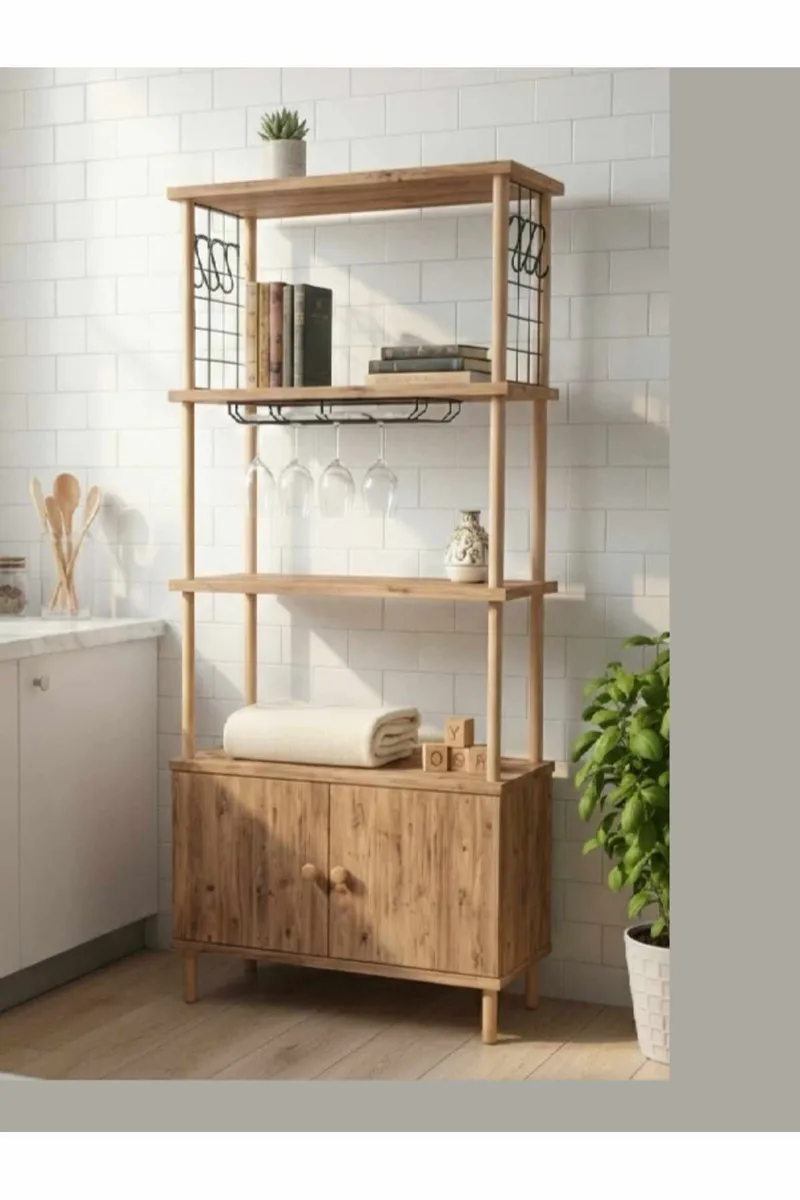 Keittiökaappi Hanah Home Pika Cabinet (60 x 140 x 30 cm) Mänty - Mänty - Talo & remontointi - Keittiö & kylpyhuone - Keittiö & kodinhoitohuone - Kodinhoitohuoneen sisustus - Pyykkikaappi