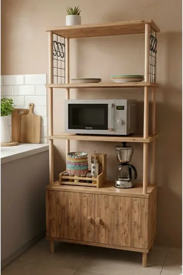 Keittiökaappi Hanah Home Pika Cabinet (60 x 140 x 30 cm) Mänty - Mänty - Talo & remontointi - Keittiö & kylpyhuone - Keittiö & kodinhoitohuone - Kodinhoitohuoneen sisustus - Pyykkikaappi