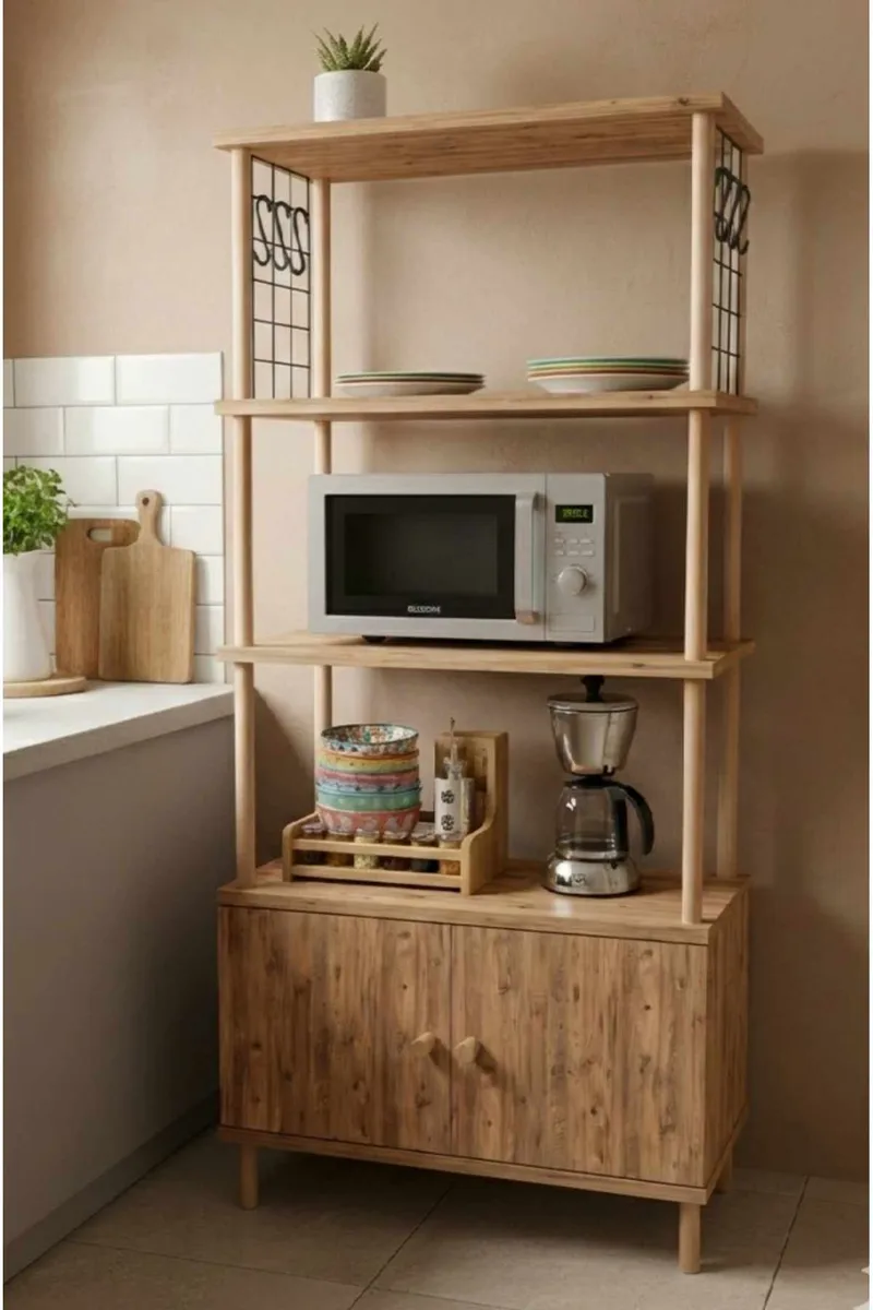 Keittiökaappi Hanah Home Pika Cabinet (60 x 140 x 30 cm) Mänty - Mänty - Talo & remontointi - Keittiö & kylpyhuone - Keittiö & kodinhoitohuone - Kodinhoitohuoneen sisustus - Pyykkikaappi
