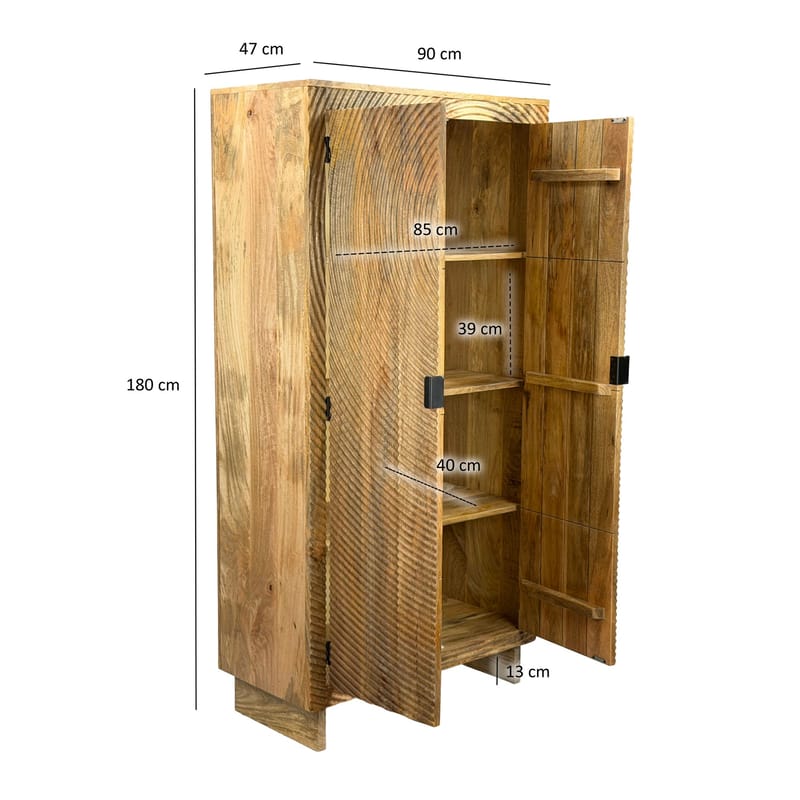 Livino-säilytyskaappi 90x180 cm 3D-kuvio teollinen tyyli - luonnonruskea ja musta - Talo & remontointi - Keittiö & kylpyhuone - Keittiö & kodinhoitohuone - Kodinhoitohuoneen sisustus - Pyykkikaappi