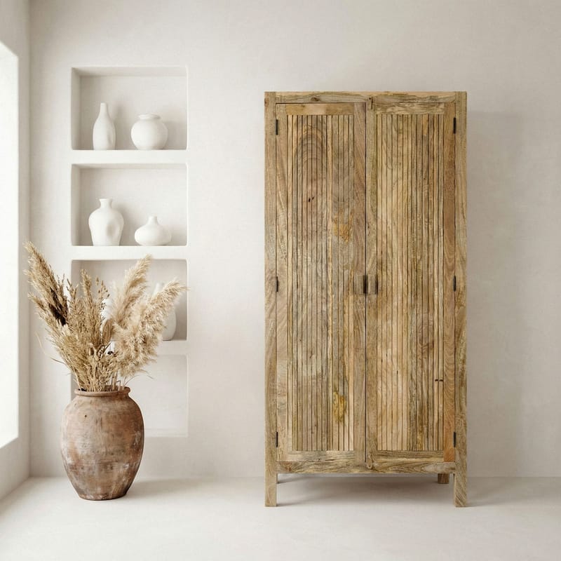 Livira-säilytyskaappi 90x187 cm uradesign maalaistyyli - luonnonruskea - Talo & remontointi - Keittiö & kylpyhuone - Keittiö & kodinhoitohuone - Kodinhoitohuoneen sisustus - Pyykkikaappi