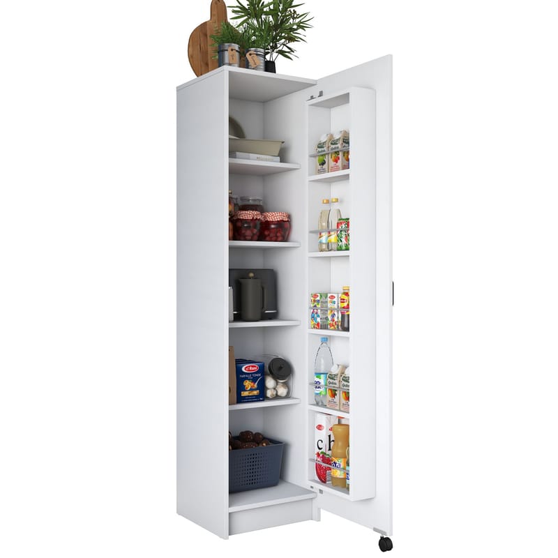 Monitoimikaappi Wallxpert Eska (45 x 180 x 42 cm) Valkoinen - Valkoinen - Talo & remontointi - Keittiö & kylpyhuone - Keittiö & kodinhoitohuone - Kodinhoitohuoneen sisustus - Pyykkikaappi