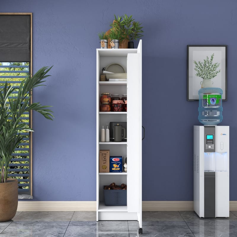 Monitoimikaappi Wallxpert Eska (45 x 180 x 42 cm) Valkoinen - Valkoinen - Talo & remontointi - Keittiö & kylpyhuone - Keittiö & kodinhoitohuone - Kodinhoitohuoneen sisustus - Pyykkikaappi