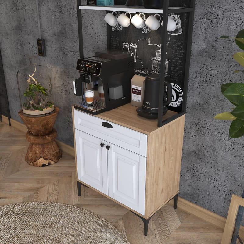 Monitoimikaappi Wallxpert Fenn (70 x 184,6 x 40 cm) pähkinä valkoinen - Pähkinä ja valkoinen - Talo & remontointi - Keittiö & kylpyhuone - Keittiö & kodinhoitohuone - Kodinhoitohuoneen sisustus - Pyykkikaappi
