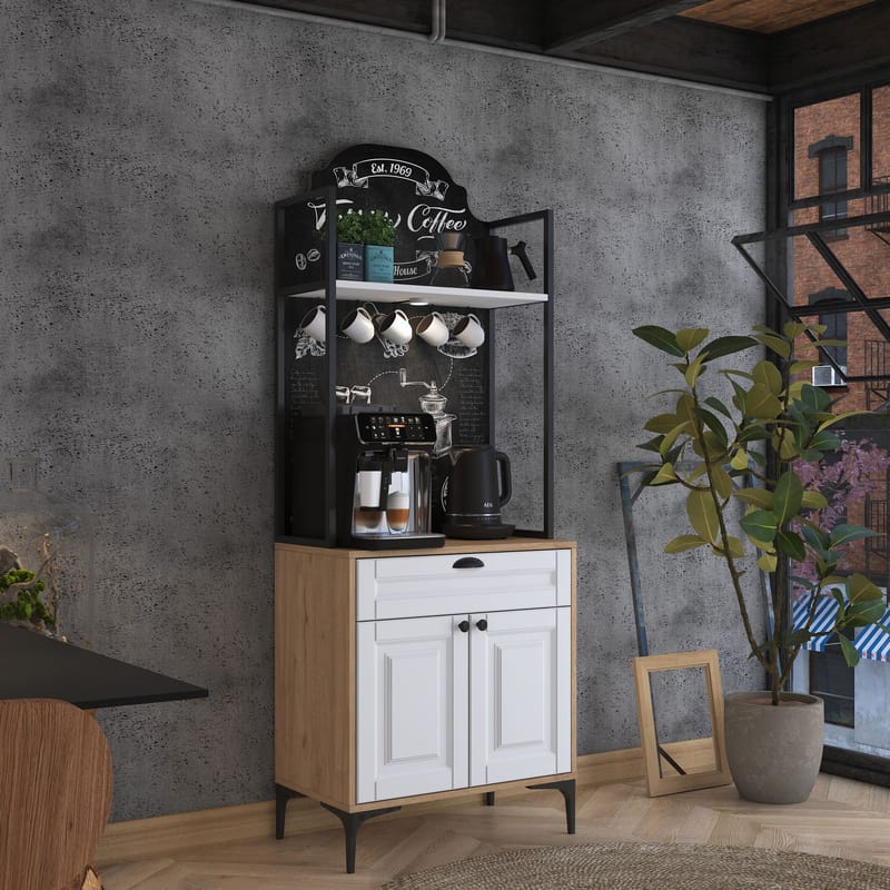 Monitoimikaappi Wallxpert Fenn (70 x 184,6 x 40 cm) pähkinä valkoinen - Pähkinä ja valkoinen - Talo & remontointi - Keittiö & kylpyhuone - Keittiö & kodinhoitohuone - Kodinhoitohuoneen sisustus - Pyykkikaappi
