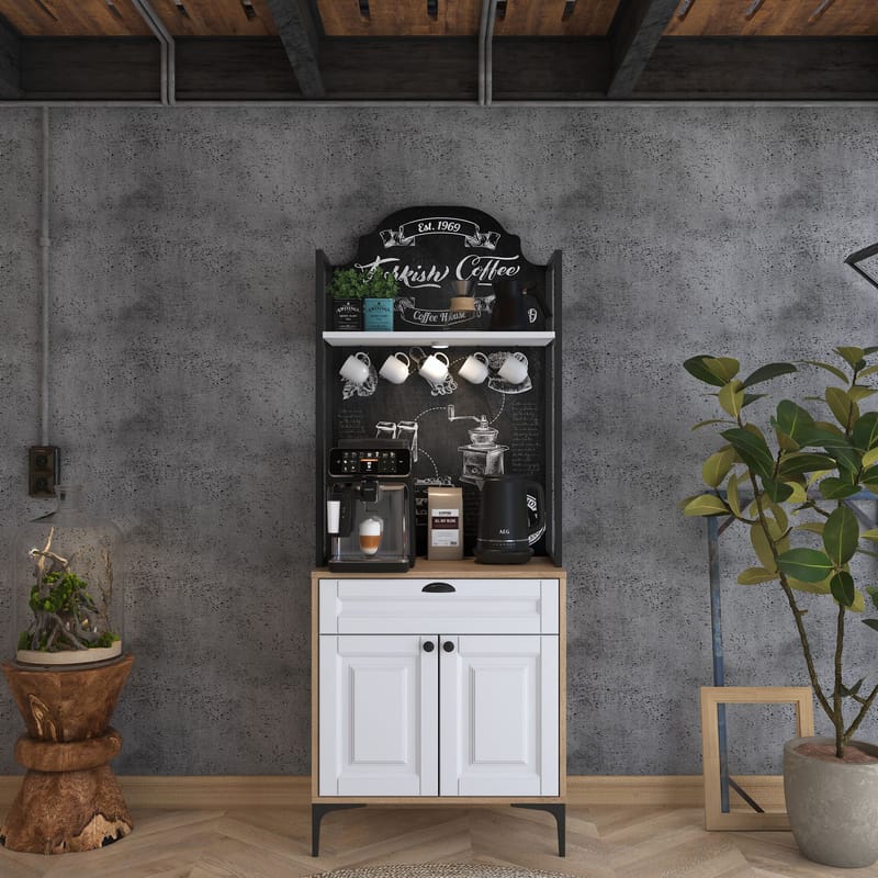 Monitoimikaappi Wallxpert Fenn (70 x 184,6 x 40 cm) pähkinä valkoinen - Pähkinä ja valkoinen - Talo & remontointi - Keittiö & kylpyhuone - Keittiö & kodinhoitohuone - Kodinhoitohuoneen sisustus - Pyykkikaappi