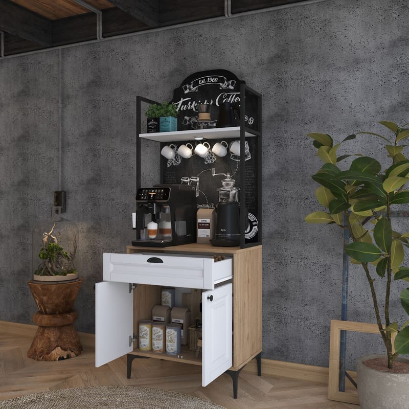 Monitoimikaappi Wallxpert Fenn (70 x 184,6 x 40 cm) pähkinä valkoinen - Pähkinä ja valkoinen - Talo & remontointi - Keittiö & kylpyhuone - Keittiö & kodinhoitohuone - Kodinhoitohuoneen sisustus - Pyykkikaappi