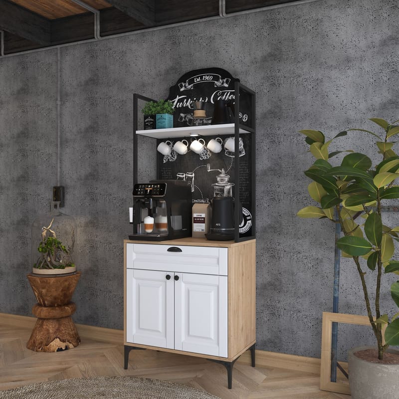 Monitoimikaappi Wallxpert Fenn (70 x 184,6 x 40 cm) pähkinä valkoinen - Pähkinä ja valkoinen - Talo & remontointi - Keittiö & kylpyhuone - Keittiö & kodinhoitohuone - Kodinhoitohuoneen sisustus - Pyykkikaappi