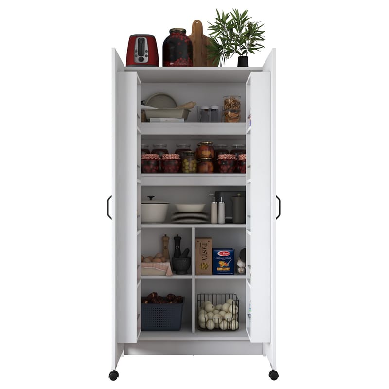 Monitoimikaappi Wallxpert Kira-hylly (90 x 180 x 42 cm) valkoinen - Valkoinen - Talo & remontointi - Keittiö & kylpyhuone - Keittiö & kodinhoitohuone - Kodinhoitohuoneen sisustus - Pyykkikaappi