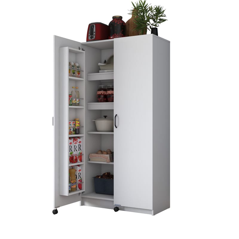 Monitoimikaappi Wallxpert Kira-hylly (90 x 180 x 42 cm) valkoinen - Valkoinen - Talo & remontointi - Keittiö & kylpyhuone - Keittiö & kodinhoitohuone - Kodinhoitohuoneen sisustus - Pyykkikaappi