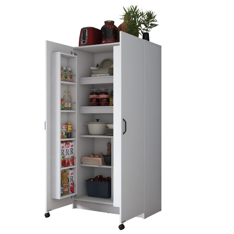 Monitoimikaappi Wallxpert Kira-hylly (90 x 180 x 42 cm) valkoinen - Valkoinen - Talo & remontointi - Keittiö & kylpyhuone - Keittiö & kodinhoitohuone - Kodinhoitohuoneen sisustus - Pyykkikaappi