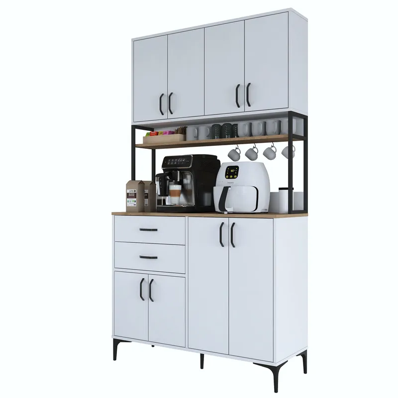 Monitoimikaappi Wallxpert Mira Shelf (120 x 218,6 x 45 cm) valkoinen pähkinä, Valkoinen ja pähkinä
