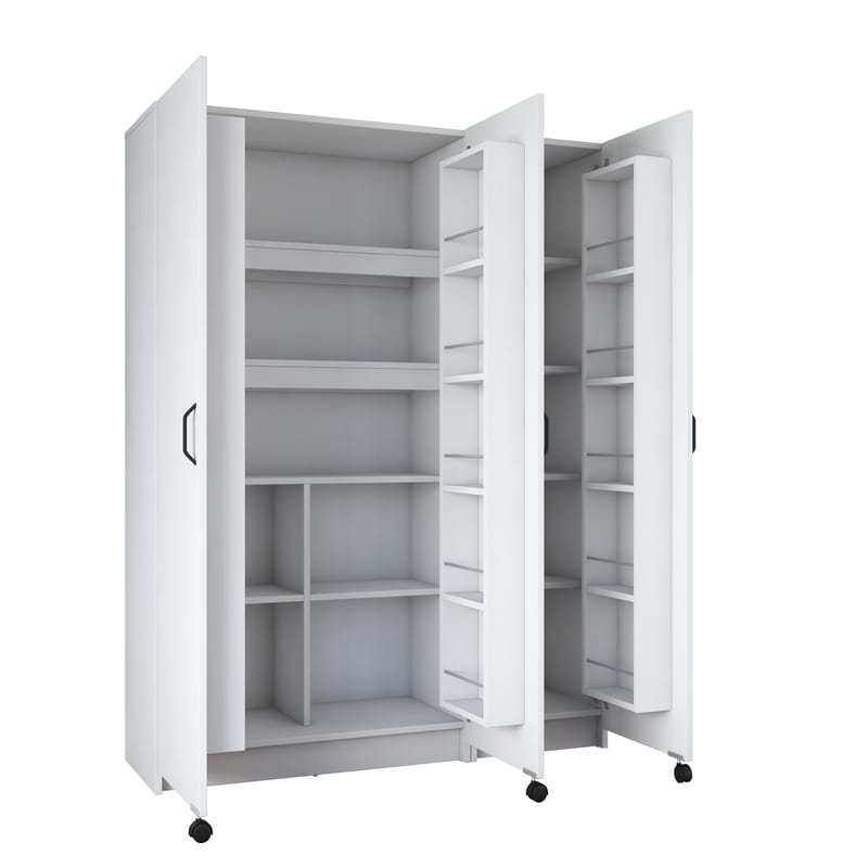 Monitoimikaappi Wallxpert Nyra (135 x 180 x 42 cm) valkoinen - Valkoinen - Talo & remontointi - Keittiö & kylpyhuone - Keittiö & kodinhoitohuone - Kodinhoitohuoneen sisustus - Pyykkikaappi