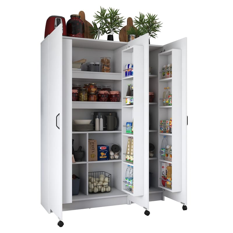 Monitoimikaappi Wallxpert Nyra (135 x 180 x 42 cm) valkoinen - Valkoinen - Talo & remontointi - Keittiö & kylpyhuone - Keittiö & kodinhoitohuone - Kodinhoitohuoneen sisustus - Pyykkikaappi
