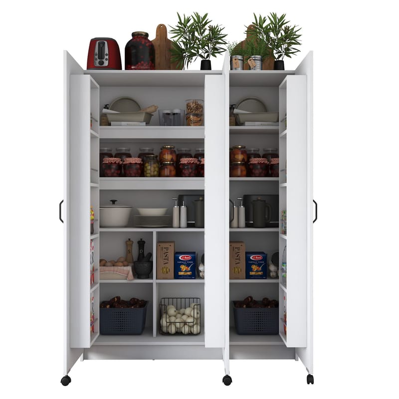 Monitoimikaappi Wallxpert Nyra (135 x 180 x 42 cm) valkoinen - Valkoinen - Talo & remontointi - Keittiö & kylpyhuone - Keittiö & kodinhoitohuone - Kodinhoitohuoneen sisustus - Pyykkikaappi