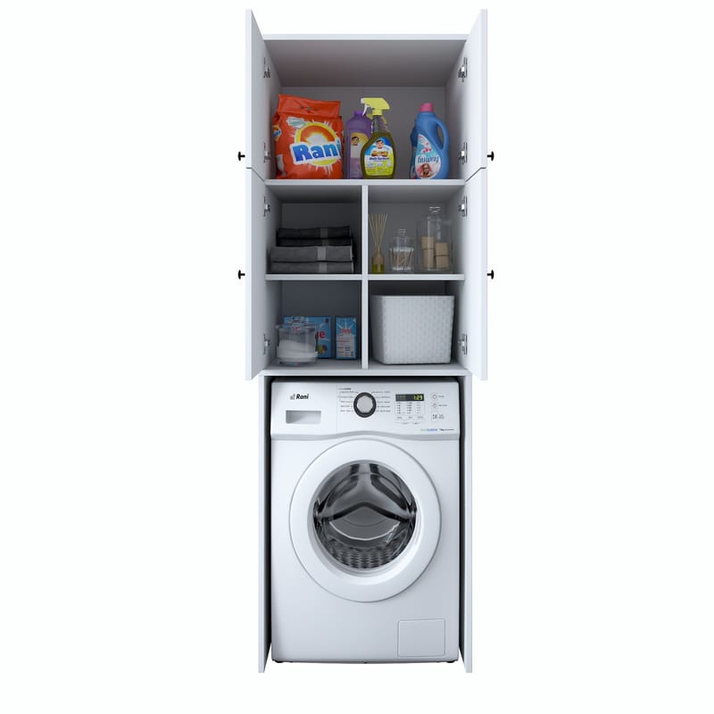 Pesukonekaappi Wallxpert Cleo Shelf (65 x 193,6 x 62,5 cm) Valkoinen - Valkoinen - Talo & remontointi - Keittiö & kylpyhuone - Keittiö & kodinhoitohuone - Kodinhoitohuoneen sisustus - Pyykkikaappi
