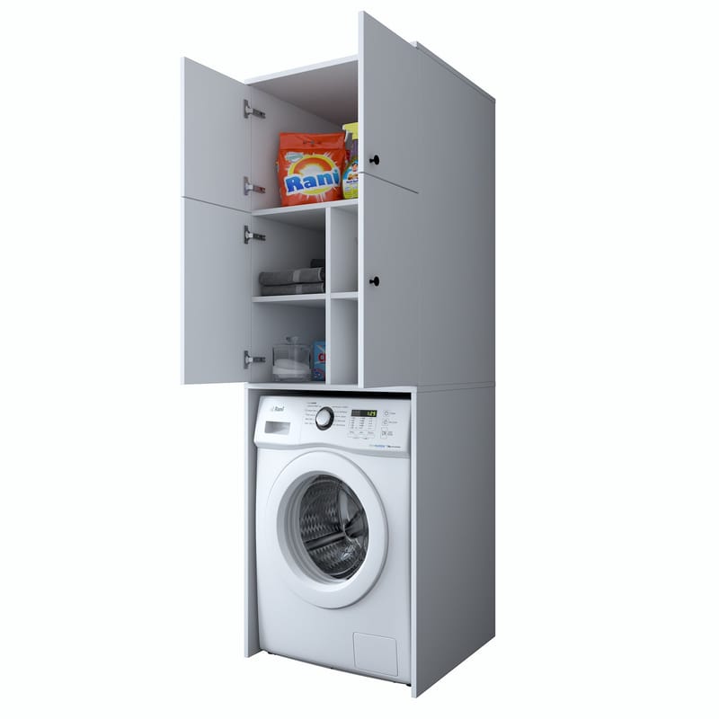 Pesukonekaappi Wallxpert Cleo Shelf (65 x 193,6 x 62,5 cm) Valkoinen - Valkoinen - Talo & remontointi - Keittiö & kylpyhuone - Keittiö & kodinhoitohuone - Kodinhoitohuoneen sisustus - Pyykkikaappi