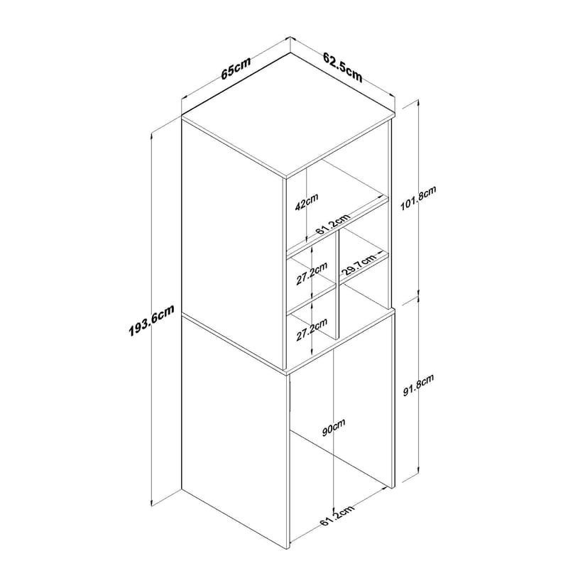 Pesukonekaappi Wallxpert Cleo Shelf (65 x 193,6 x 62,5 cm) Valkoinen - Valkoinen - Talo & remontointi - Keittiö & kylpyhuone - Keittiö & kodinhoitohuone - Kodinhoitohuoneen sisustus - Pyykkikaappi