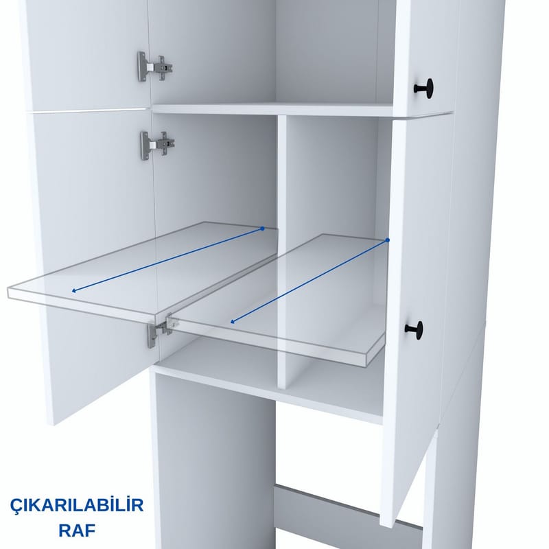 Pesukonekaappi Wallxpert Cleo Shelf (65 x 193,6 x 62,5 cm) Valkoinen - Valkoinen - Talo & remontointi - Keittiö & kylpyhuone - Keittiö & kodinhoitohuone - Kodinhoitohuoneen sisustus - Pyykkikaappi