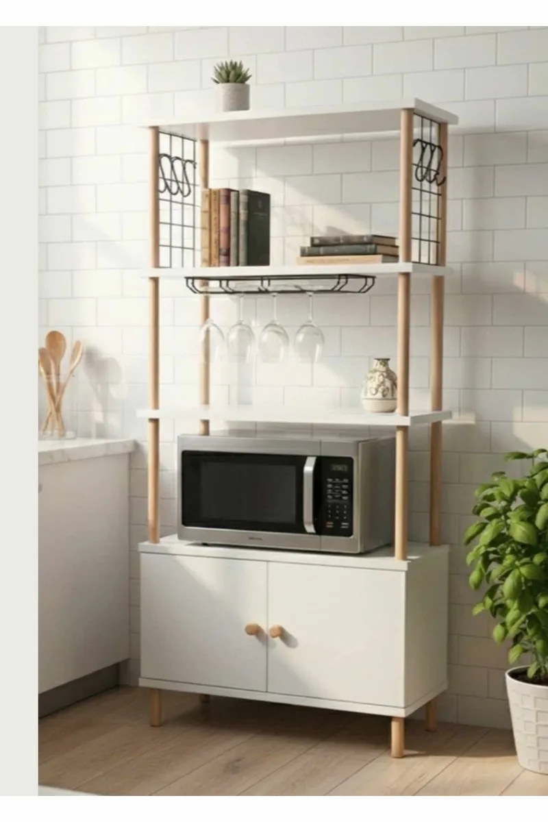 Keittiökaappi Hanah Home Pika Cabinet (60 x 140 x 30 cm) Valkoinen, Valkoinen