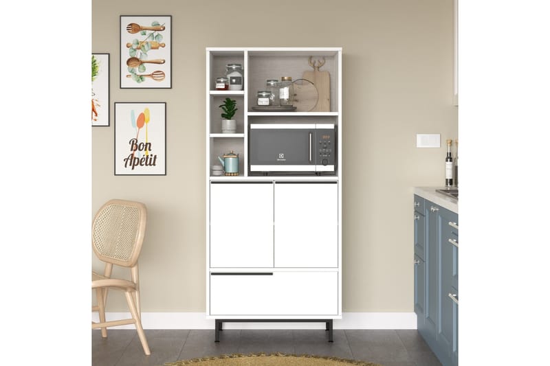 Korkea kaappi Liyakat - Valkoinen - Talo & remontointi - Keittiö & kylpyhuone - Keittiö & kodinhoitohuone - Kodinhoitohuoneen sisustus - Pyykkikaappi