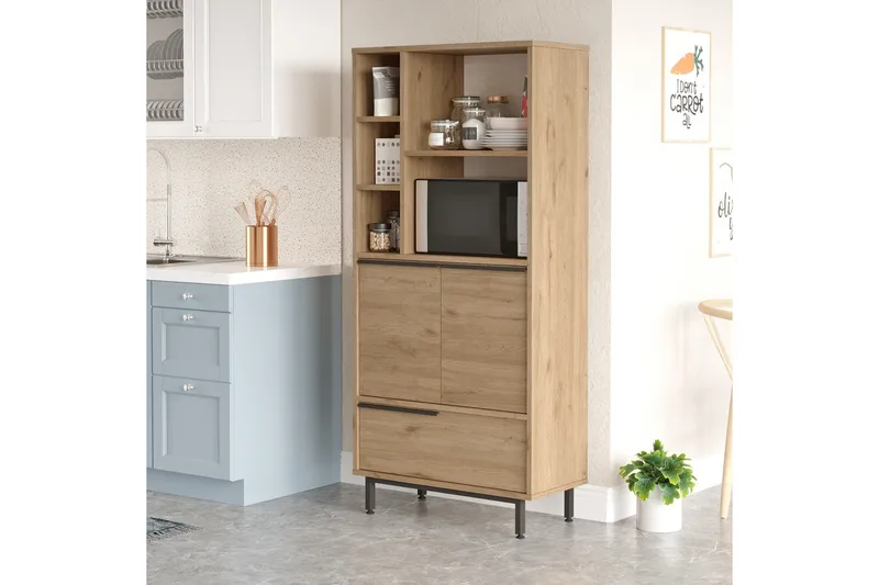 Korkea kaappi Liyakat - Pähkinä - Talo & remontointi - Keittiö & kylpyhuone - Keittiö & kodinhoitohuone - Kodinhoitohuoneen sisustus - Pyykkikaappi