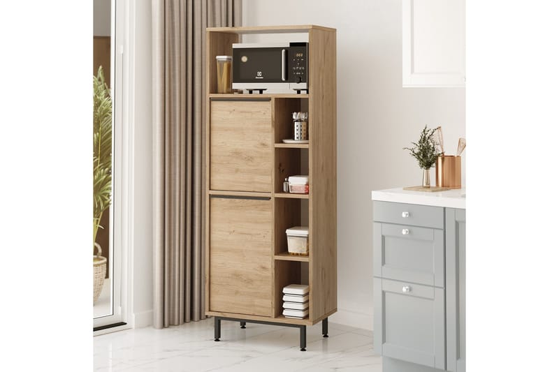 Korkea kaappi Liyakat - Pähkinä - Talo & remontointi - Keittiö & kylpyhuone - Keittiö & kodinhoitohuone - Kodinhoitohuoneen sisustus - Pyykkikaappi