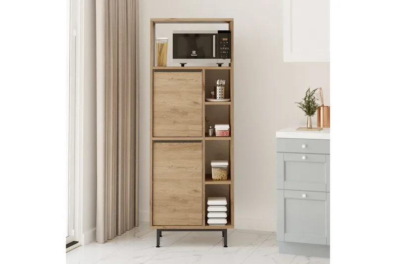 Korkea kaappi Liyakat - Pähkinä - Talo & remontointi - Keittiö & kylpyhuone - Keittiö & kodinhoitohuone - Kodinhoitohuoneen sisustus - Pyykkikaappi