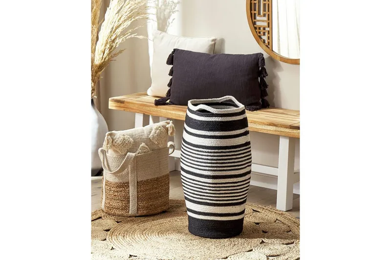 Kori Arrah Valkoinen, musta - Valkoinen, musta - Talo & remontointi - Keittiö & kylpyhuone - Keittiö & kodinhoitohuone - Kuivaus & pesutarvikkeet - Pyykkikori