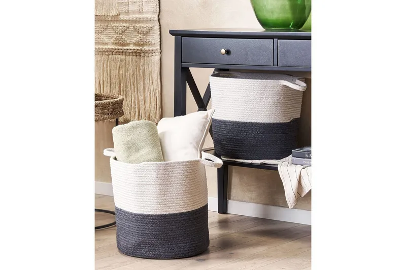 Kori Pazha 2 kpl setti Valkoinen, musta - Valkoinen, musta - Talo & remontointi - Keittiö & kylpyhuone - Keittiö & kodinhoitohuone - Kuivaus & pesutarvikkeet - Pyykkikori