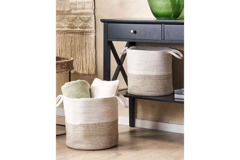 Kori Pazha 2 kpl setti Beige, valkoinen - Beige, valkoinen - Talo & remontointi - Keittiö & kylpyhuone - Keittiö & kodinhoitohuone - Kuivaus & pesutarvikkeet - Pyykkikori