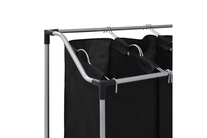 Pyykkikori 3 pussia musta teräs - Musta - Pyykkisäilytys - Kylpyhuonetarvikkeet - Pyykkikori