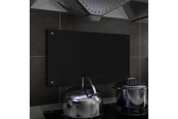 Keittiön roiskesuoja musta 70x40 cm karkaistu lasi - Musta - Työtaso & keittiötaso
