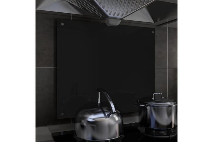 Keittiön roiskesuoja musta 70x60 cm karkaistu lasi - Musta - Työtaso & keittiötaso