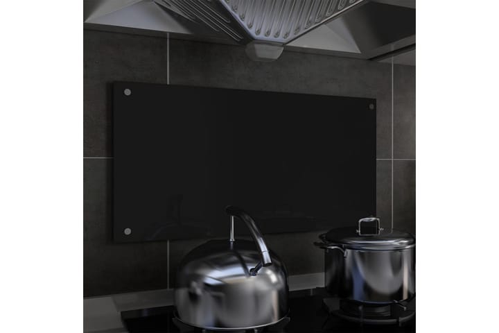 Keittiön roiskesuoja musta 80x40 cm karkaistu lasi - Musta - Työtaso & keittiötaso