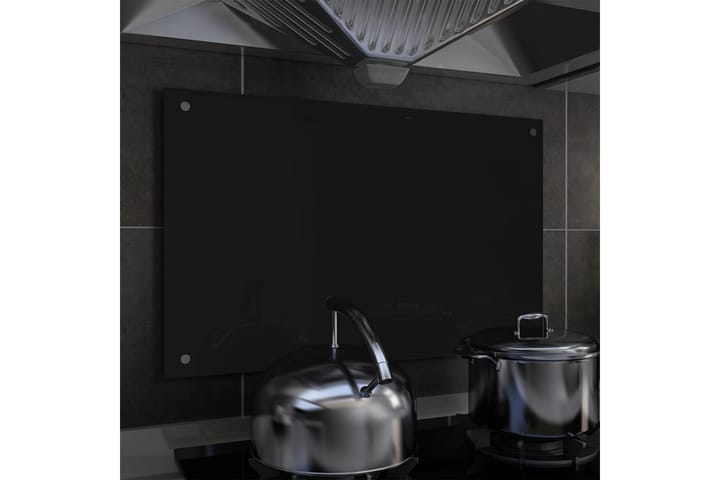 Keittiön roiskesuoja musta 80x50 cm karkaistu lasi - Musta - Työtaso & keittiötaso