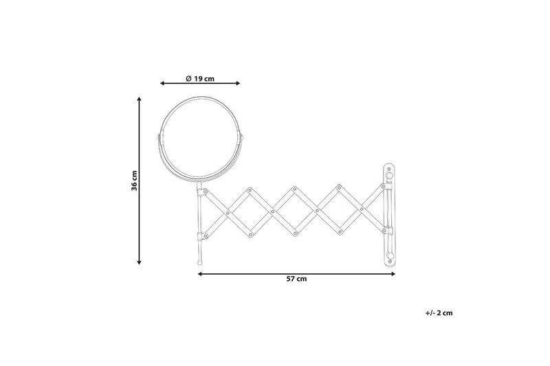 Förlängningsbar väggsminkspegel Beliani Yvelines Silver - Talo & remontointi - Keittiö & kylpyhuone - Kylpyhuone - Kylpyhuonetarvikkeet
