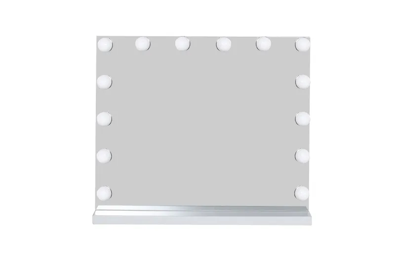 Glow-meikkipeili jalustalla 50 cm LED-valaistuksella/valoilla, Hollywood-peili, Valkoinen