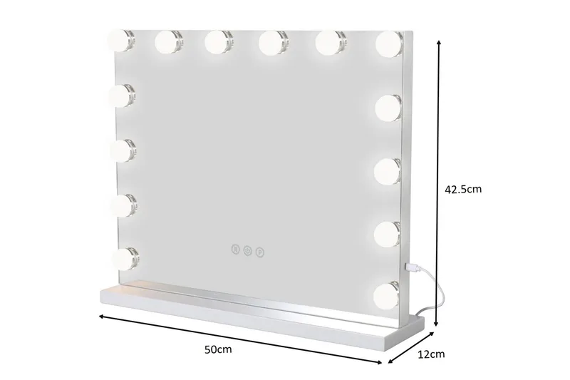 Glow-meikkipeili jalustalla 50 cm LED-valaistuksella/valoilla, Hollywood-peili - Valkoinen - Talo & remontointi - Keittiö & kylpyhuone - Kylpyhuone - Kylpyhuonetarvikkeet